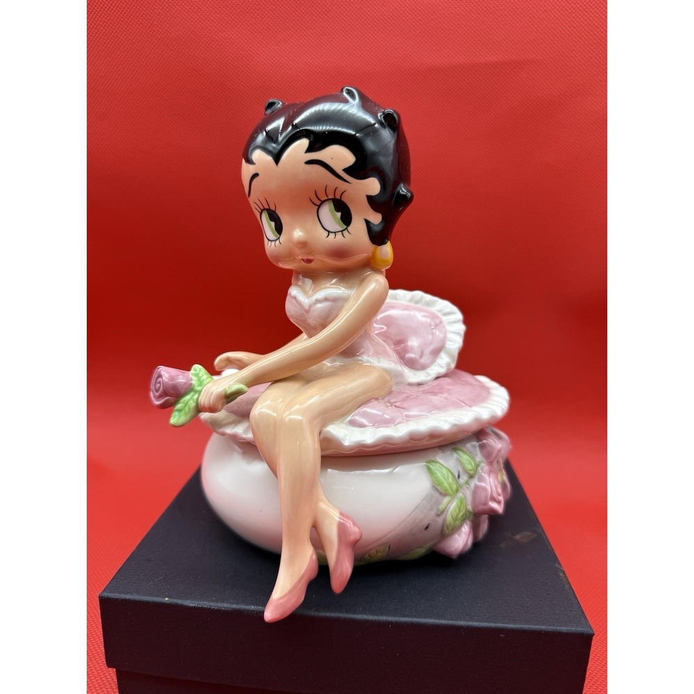Vintage Vandor 1991 Betty Boop "Glamour Box Pink Roses" Trinket No Box